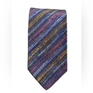 VTG MISSONI Cravatte Silk Tie Multicolor Woven Stripe Made in Italy Art Core